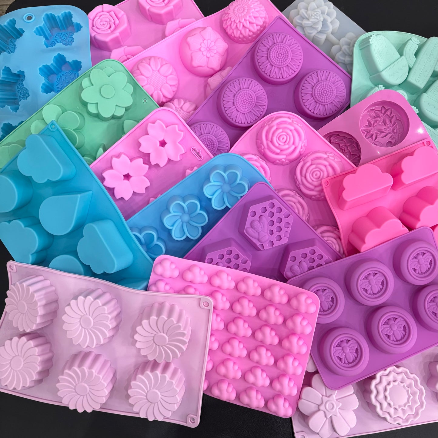 Nature Floral Cactus Honeycomb Snowflake Cloud Silicone Molds - Assorted Silicone Mold for DIY Candle and Soap Making