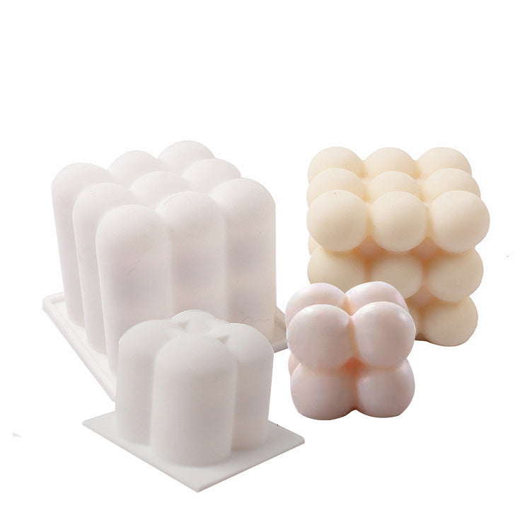 Singe-cavity / 6-cavity / 15-cavity 3D Bubble Rubiks Cube | Heart Bubble Silicone Molds