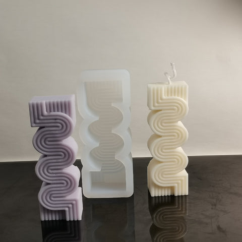 Wavy Pillar Candle Silicone Mold