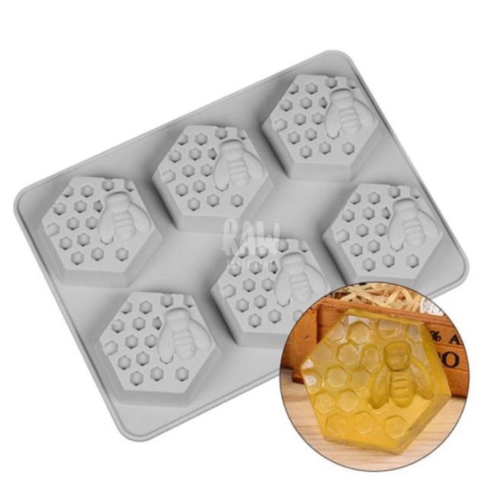 6-cavity Bee Honeycomb Silicone Mold