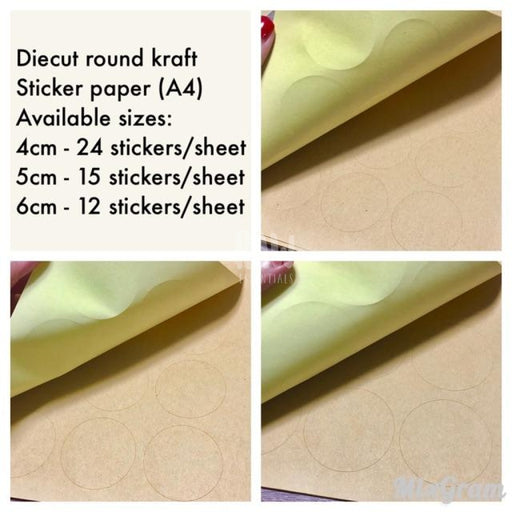 10Sheets Diecut Round Kraft Sticker Paper Labels