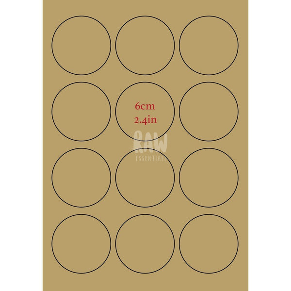 10Sheets Diecut Round Kraft Sticker Paper Labels