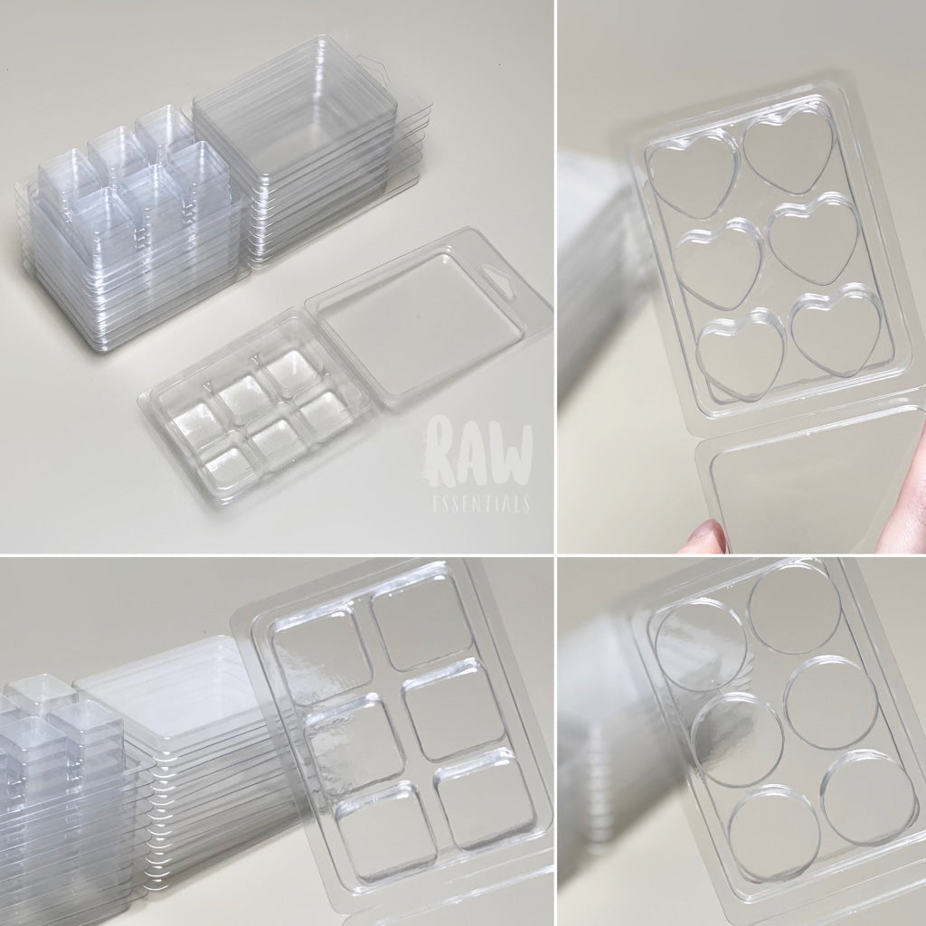 10Pc Wax Melt Clamshell Mold (Square Heart Round)