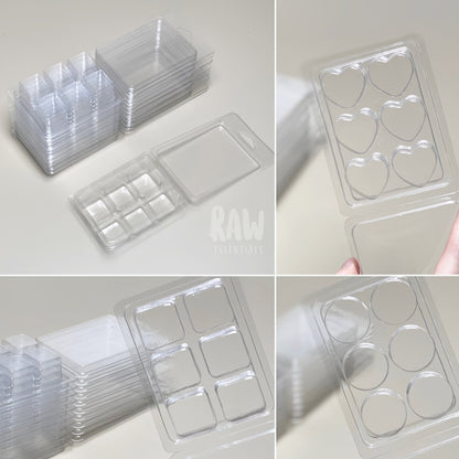 10Pc Wax Melt Clamshell Mold (Square Heart Round)