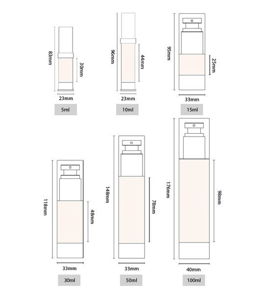 Airless Pump Bottles for Serum / Lotion / Cream (Reusable)