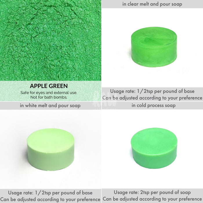 Green Mica Powder For Soap Cosmetics And Resin - 5G Apple Green Powders & Neon Pigments