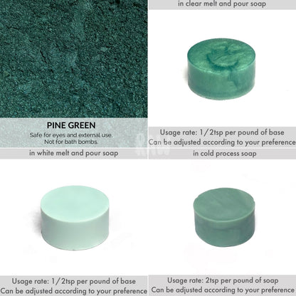 Blue/green Mica Powders - 5G Pine Green & Neon Pigments
