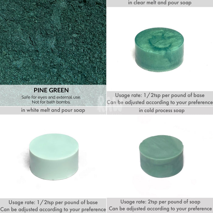 Blue/green Mica Powders - 5G Pine Green & Neon Pigments