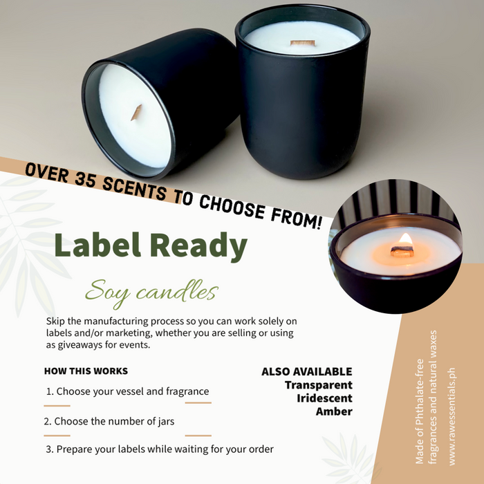 Scented Wooden wick Soy Candle (200ml Rounded bottom glass jar) - Ready to label