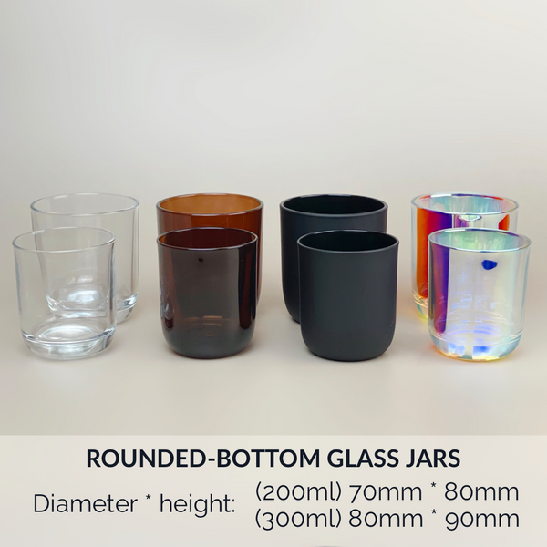 300ml Rounded-Bottom Glass Candle Jars 8x9cm