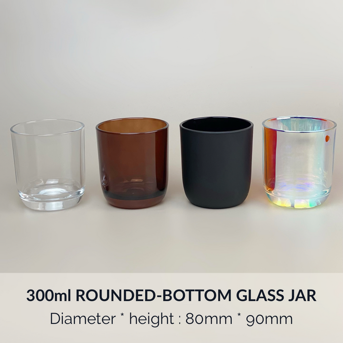 WHOLESALE 300ml Rounded Bottom Glass Candle Jars 8x9cm Raw