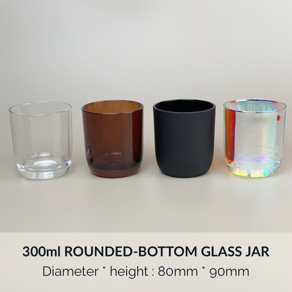 WHOLESALE 300ml Rounded-Bottom Glass Candle Jars 8x9cm