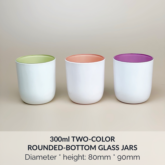 300ml Rounded-Bottom Glass Jars 8x9cm (Two colors)