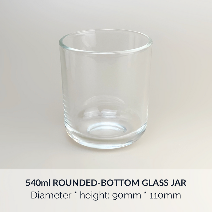 540ml Rounded-Bottom Glass Candle Jars 9x11cm (Transparent)