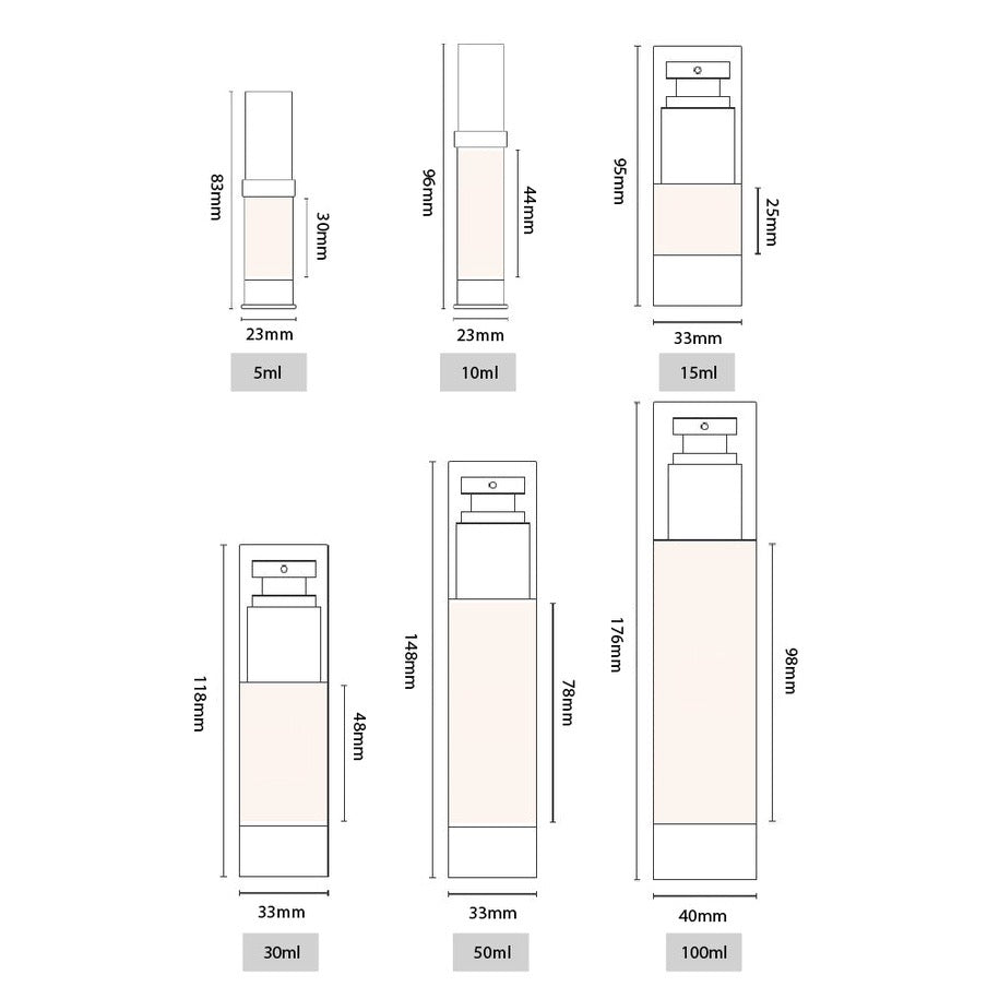5ml/10ml/15ml/30ml/50ml/100ml Airless Spray Bottles for Alcohol (Reusable)
