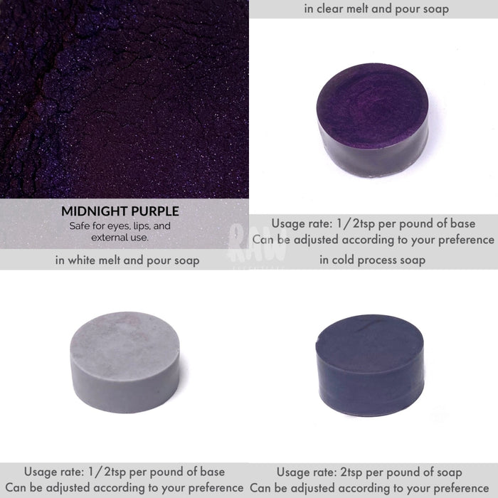 Purple/violet Mica Powders - 5G Midnight Purple & Neon Pigments