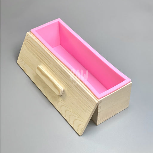 Soap Mold With Wood Box Cover Silicone Material Liner Large